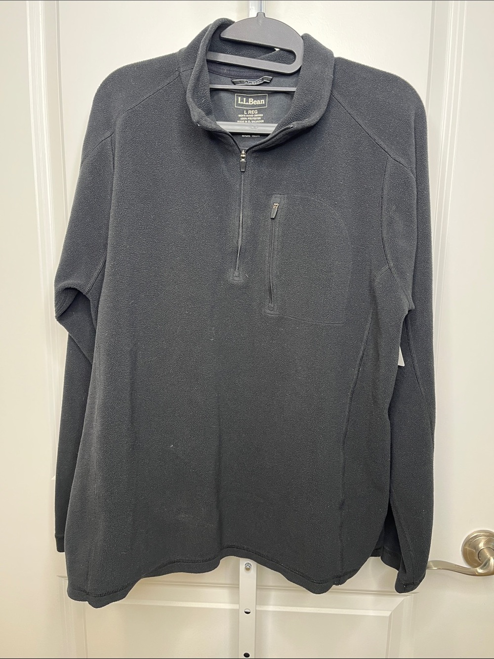 L.L. Bean Men's Charcoal Half-Zip Fleece Pullover Large